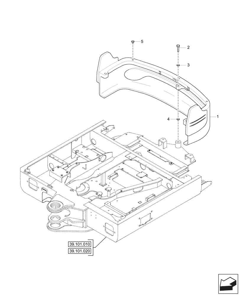 Схема запчастей Case CX57C - (39.140.010) - VAR - 747084, 747085, 747995 - COUNTERWEIGHT (39) - FRAMES AND BALLASTING
