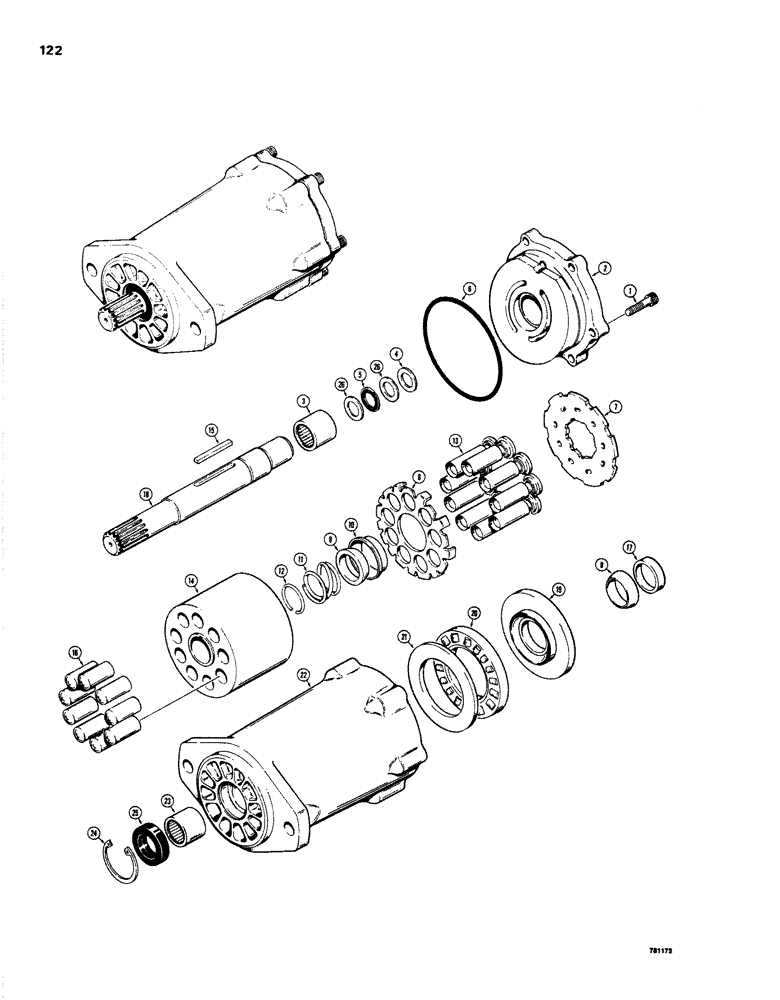 Схема запчастей Case 1830 - (122) - D80245 HYDROSTATIC MOTOR, CESSNA NO. 74624-DAB (35) - HYDRAULIC SYSTEMS