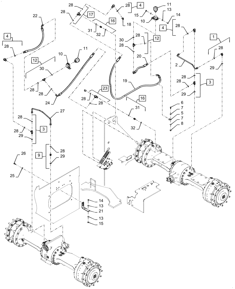 Схема запчастей Case 521G - (33.202.030) - VAR - 424235 - HEAVY DUTY BRAKE LINE INSTALLATION (33) - BRAKES & CONTROLS
