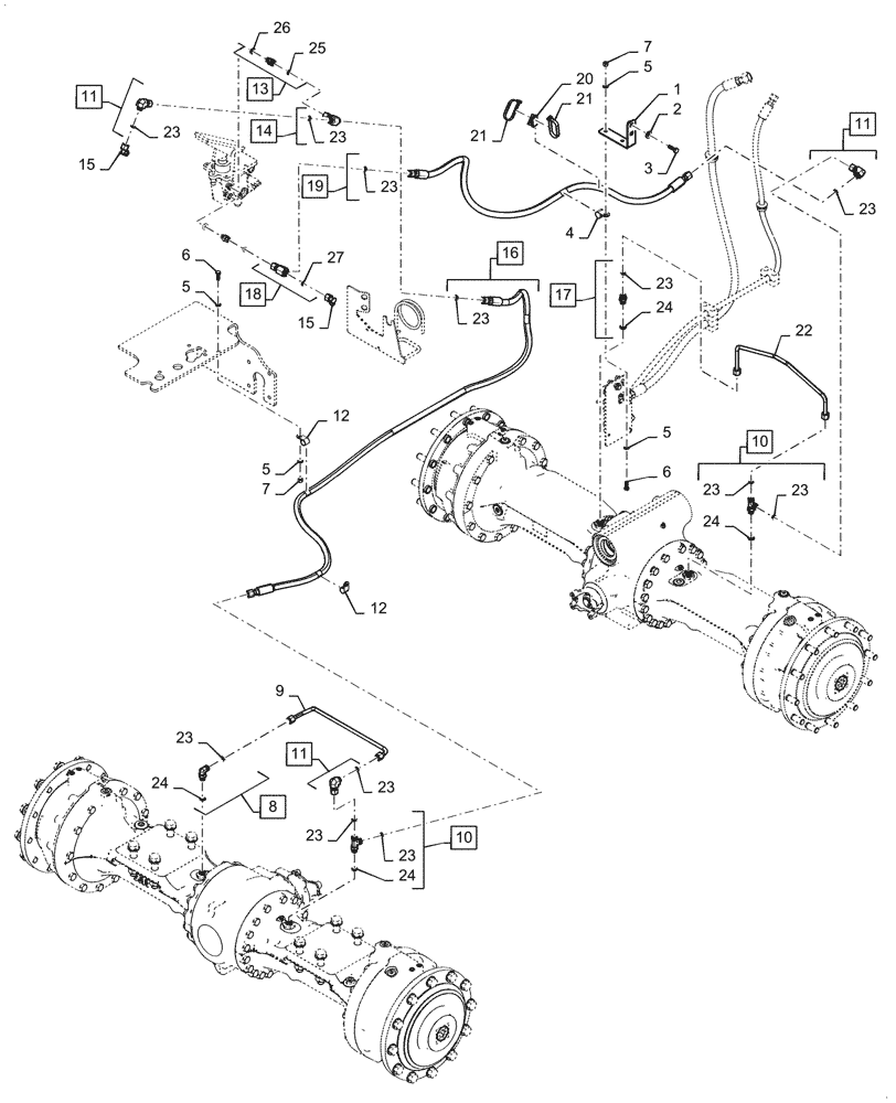 Схема запчастей Case 521G - (33.202.020) - VAR - 782122 - BRAKE LINE INSTALLATION (33) - BRAKES & CONTROLS