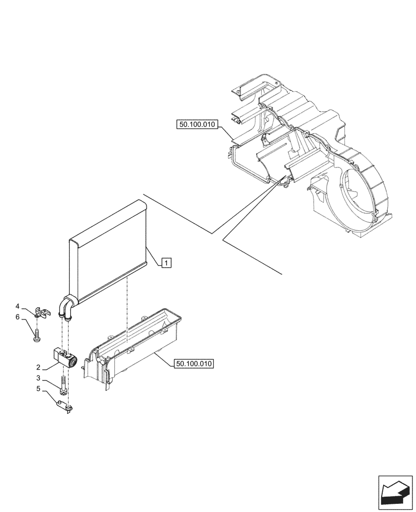 Схема запчастей Case CX750D RTC ME - (50.200.010) - AIR CONDITIONING, EVAPORATOR (50) - CAB CLIMATE CONTROL