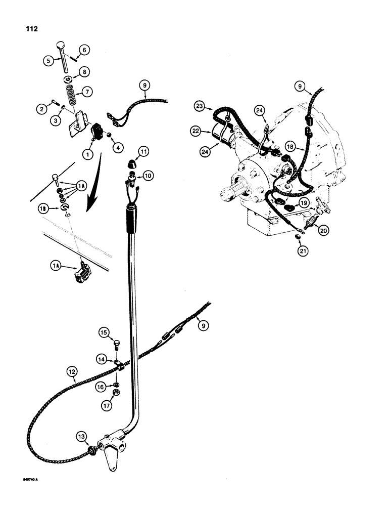 Схема запчастей Case 580SD - (112) - POWER SHUTTLE ELECTRICAL CIRCUIT (04) - ELECTRICAL SYSTEMS