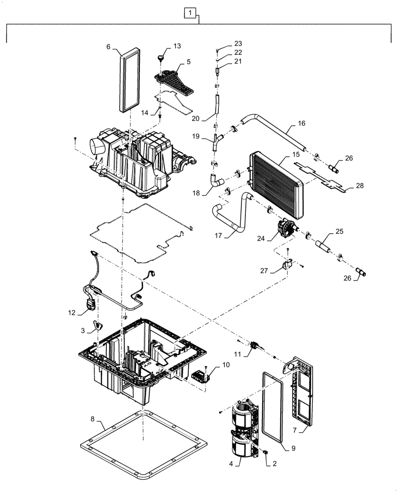 Схема запчастей Case 821G - (50.100.020) - HEATER ASSEMBLY (50) - CAB CLIMATE CONTROL
