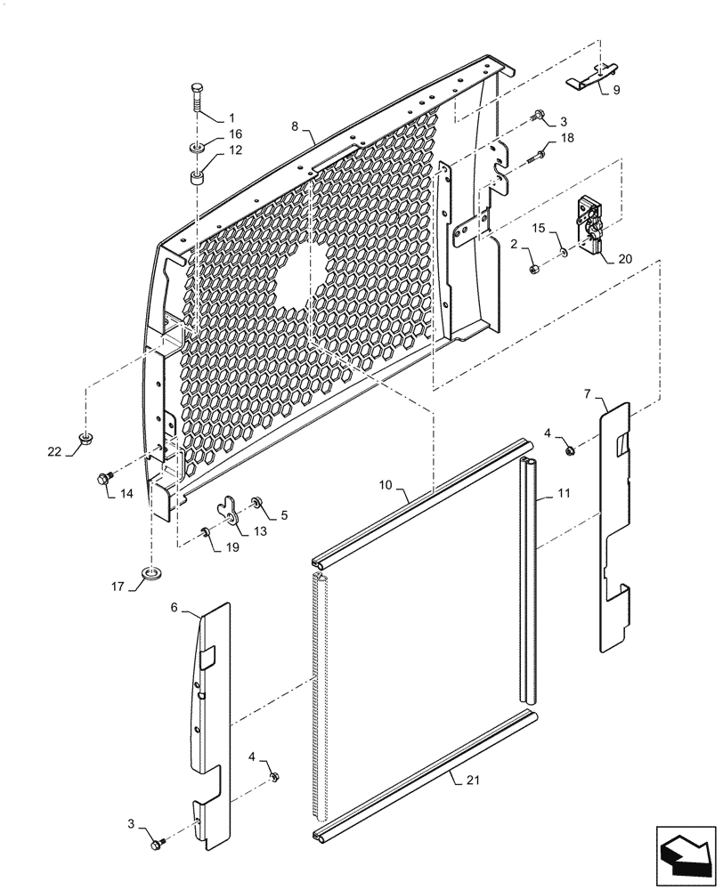 Схема запчастей Case TR270 - (90.100.BE) - REAR DOOR (12-MAY-2015 THRU 08-JAN-2017) (90) - PLATFORM, CAB, BODYWORK AND DECALS