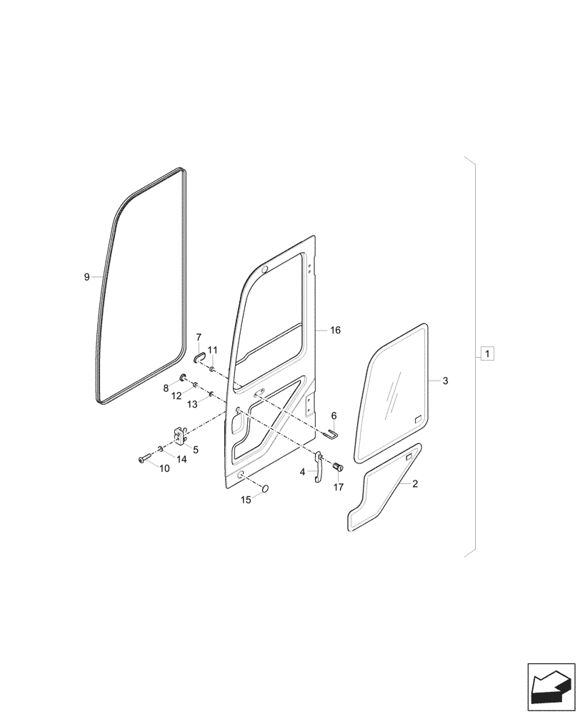 Схема запчастей Case CX60C - (90.154.010) - CAB DOOR (LH) (90) - PLATFORM, CAB, BODYWORK AND DECALS