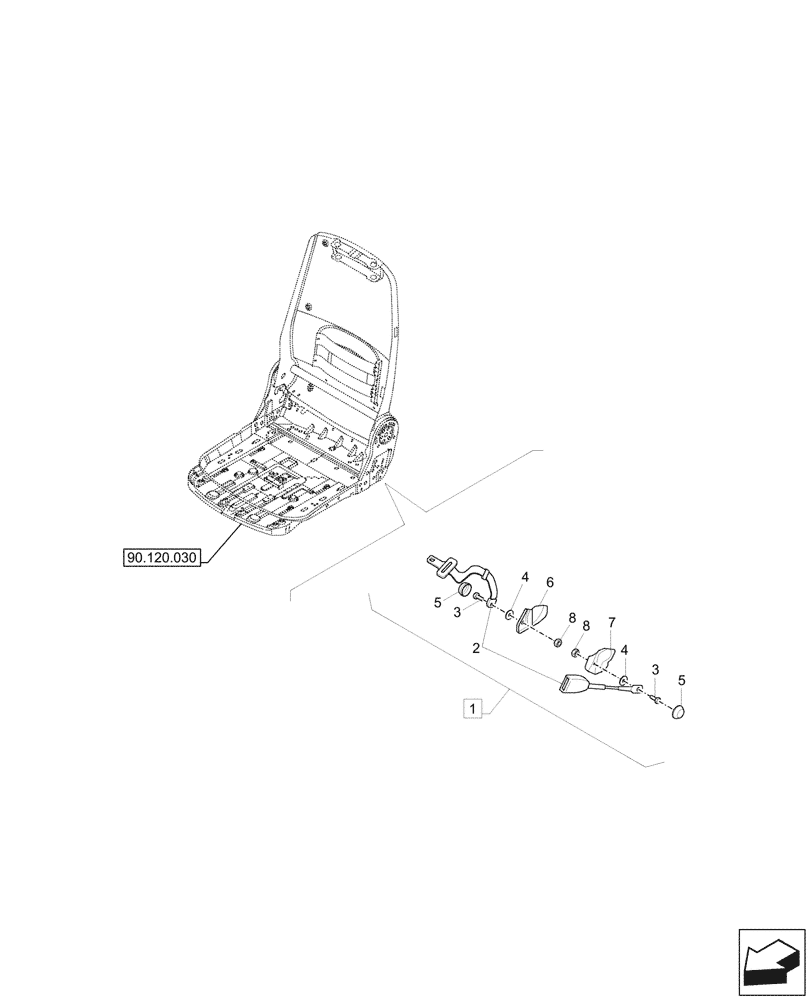 Схема запчастей Case CX60C - (90.151.030) - SEAT BELT (90) - PLATFORM, CAB, BODYWORK AND DECALS