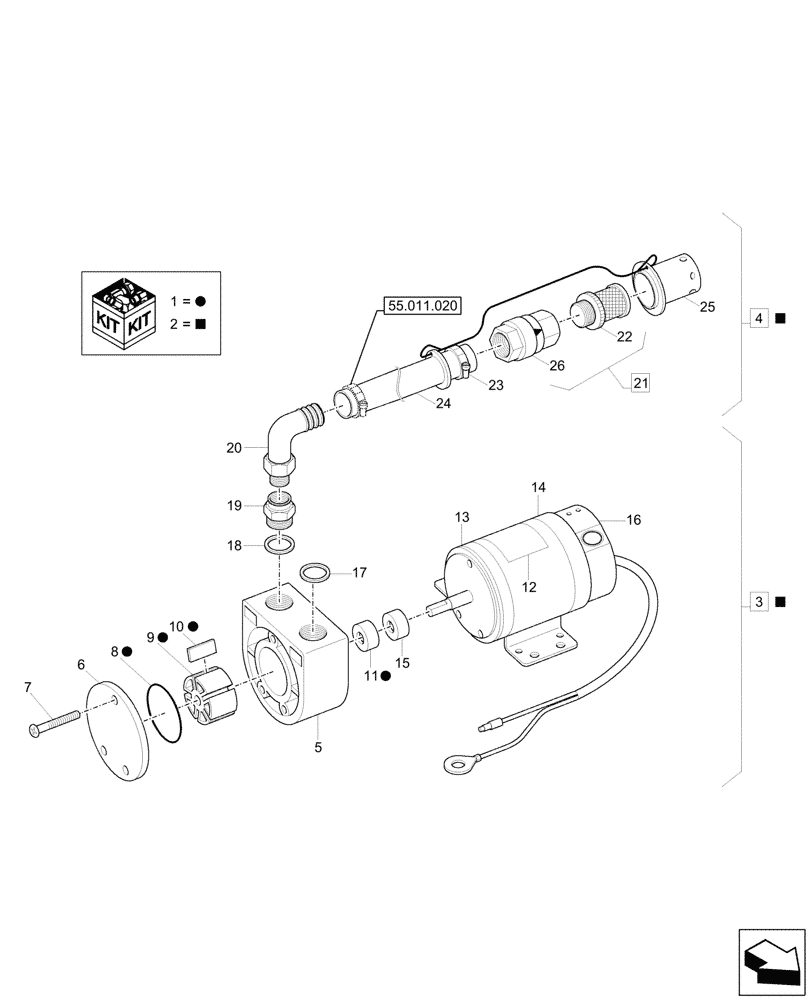 Схема запчастей Case CX57C - (55.011.030) - VAR - 747092 - FUEL TRANSFER PUMP, COMPONENTS (55) - ELECTRICAL SYSTEMS