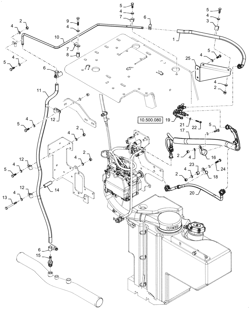 Схема запчастей Case 521G - (10.500.060) - SELECTIVE CATALYTIC REDUCTION LINE INSTALLATION (10) - ENGINE