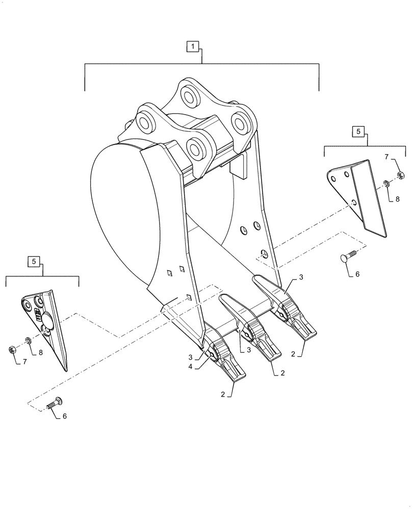 Схема запчастей Case CX75C SR - (95.100.010[01]) - BUCKET - NA ONLY (95) - CE ATTACHMENTS