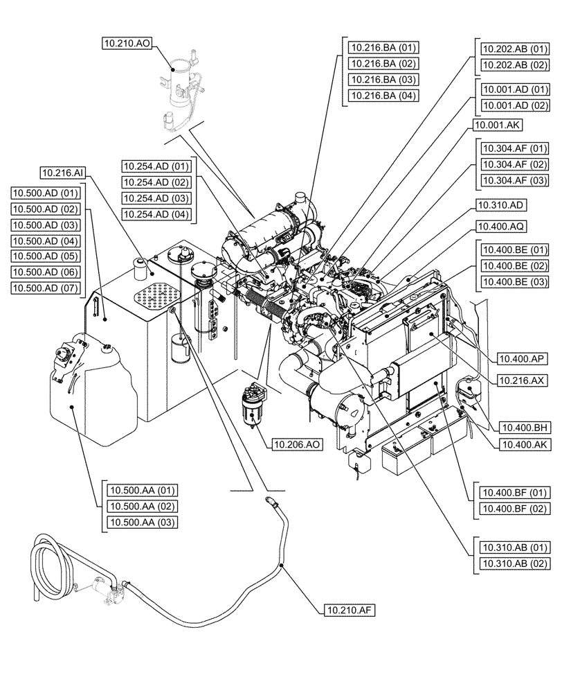 Схема запчастей Case CX210D LC - (10.000.00) - SECTION INDEX - ENGINE (10) - ENGINE