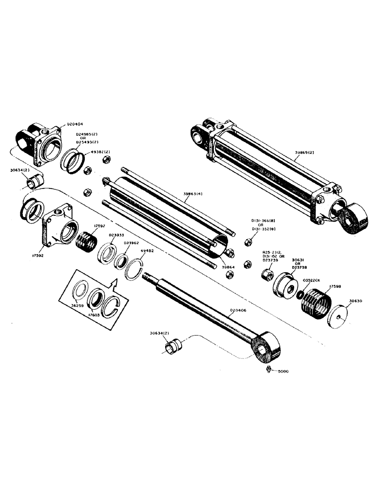 Схема запчастей Case UTILITY - (26) - 39869 HYDRAULIC LIFT CYLINDER, 1-1/4 INCH ROD 