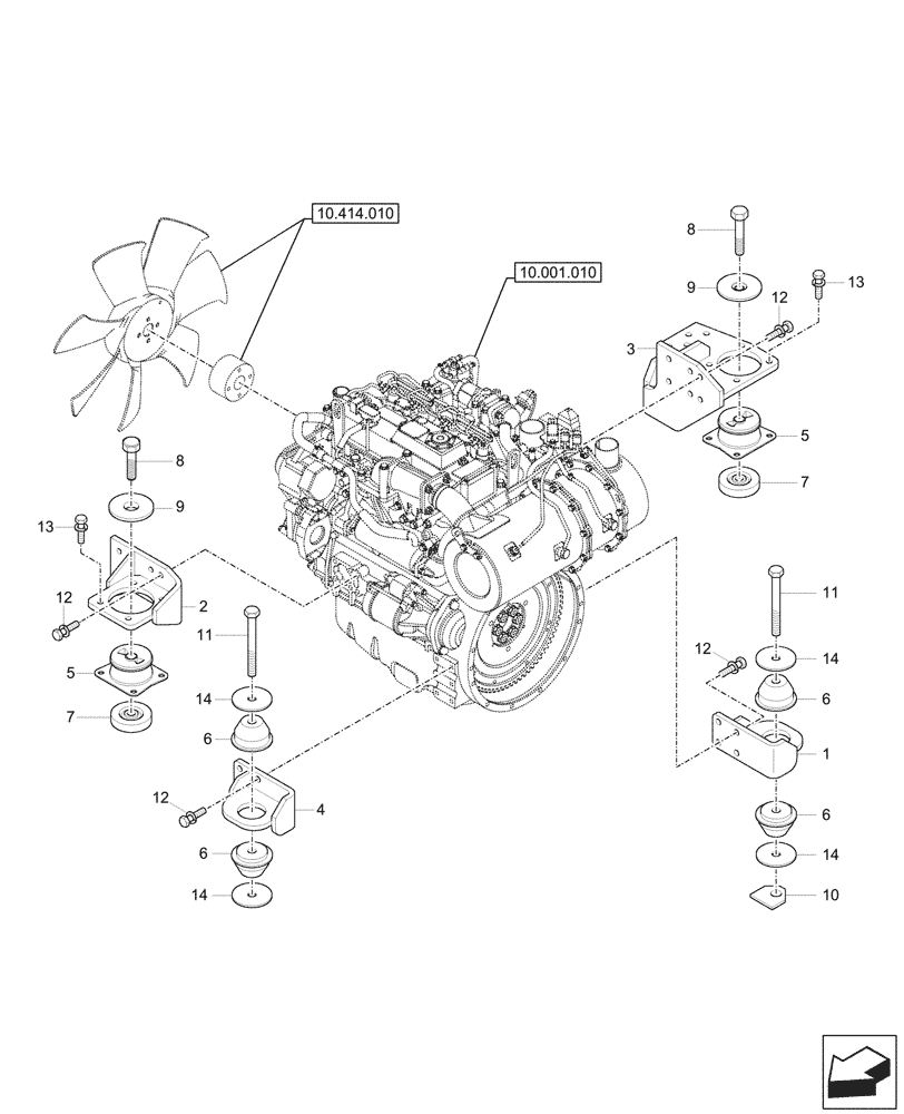 Схема запчастей Case CX60C - (10.001.020) - ENGINE, SUPPORT (10) - ENGINE