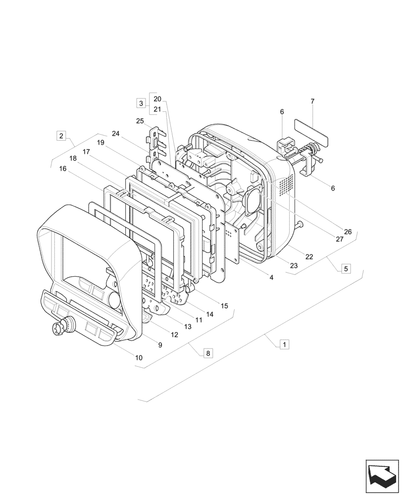 Схема запчастей Case CX57C - (55.512.030) - INSTRUMENT CLUSTER, COMPONENTS (55) - ELECTRICAL SYSTEMS