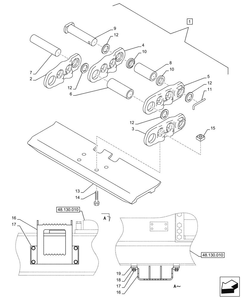 Схема запчастей Case CX750D RTC ME - (48.100.050) - VAR - 956000 - TRACK CHAIN (900MM) (48) - TRACKS & TRACK SUSPENSION