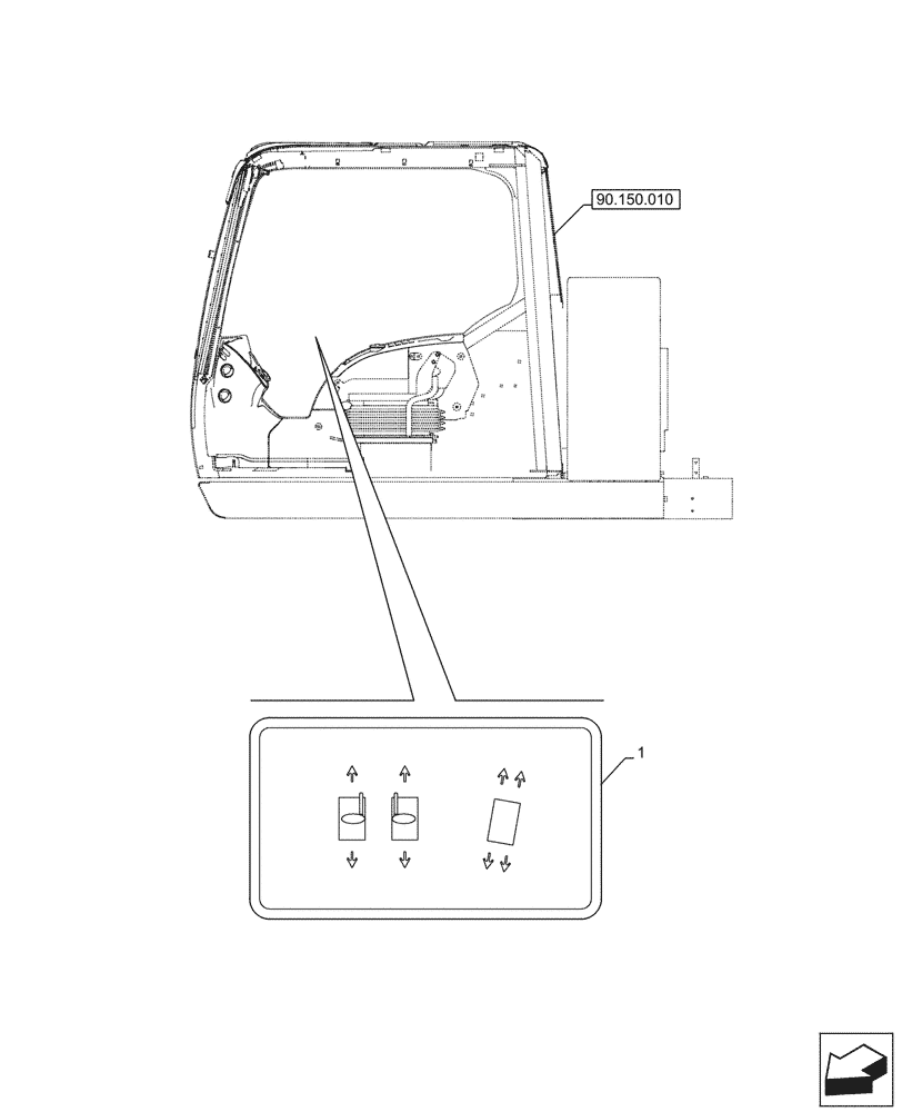 Схема запчастей Case CX750D RTC ME - (90.108.320) - DECAL, CONTROLS (90) - PLATFORM, CAB, BODYWORK AND DECALS