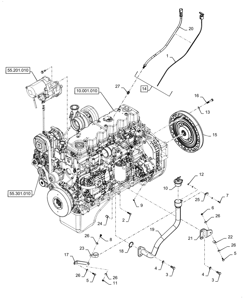Схема запчастей Case 2050M LT BD - (10.001.020) - VAR - 784817 - ENGINE, INSTALLATION (10) - ENGINE