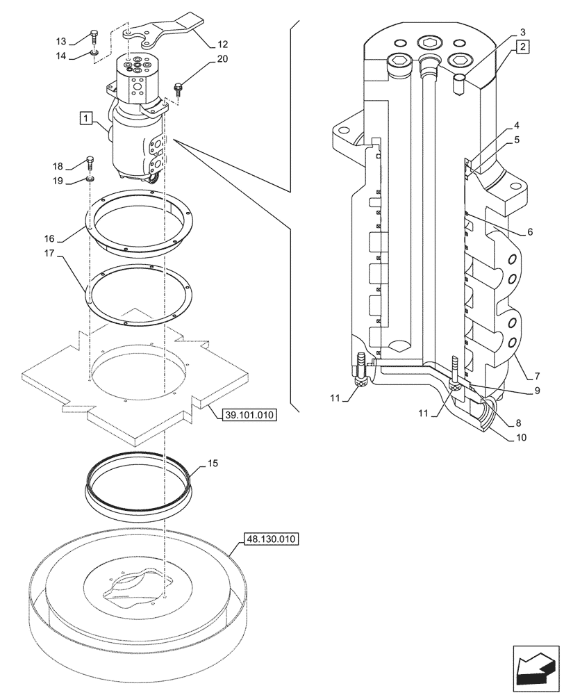 Схема запчастей Case CX750D RTC ME - (35.354.010) - HYDRAULIC SWIVEL (35) - HYDRAULIC SYSTEMS