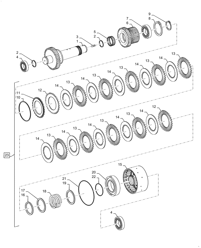 Схема запчастей Case 521G - (21.155.050) - VAR - 424224 - FORWARD CLUTCH ASSEMBLY (21) - TRANSMISSION