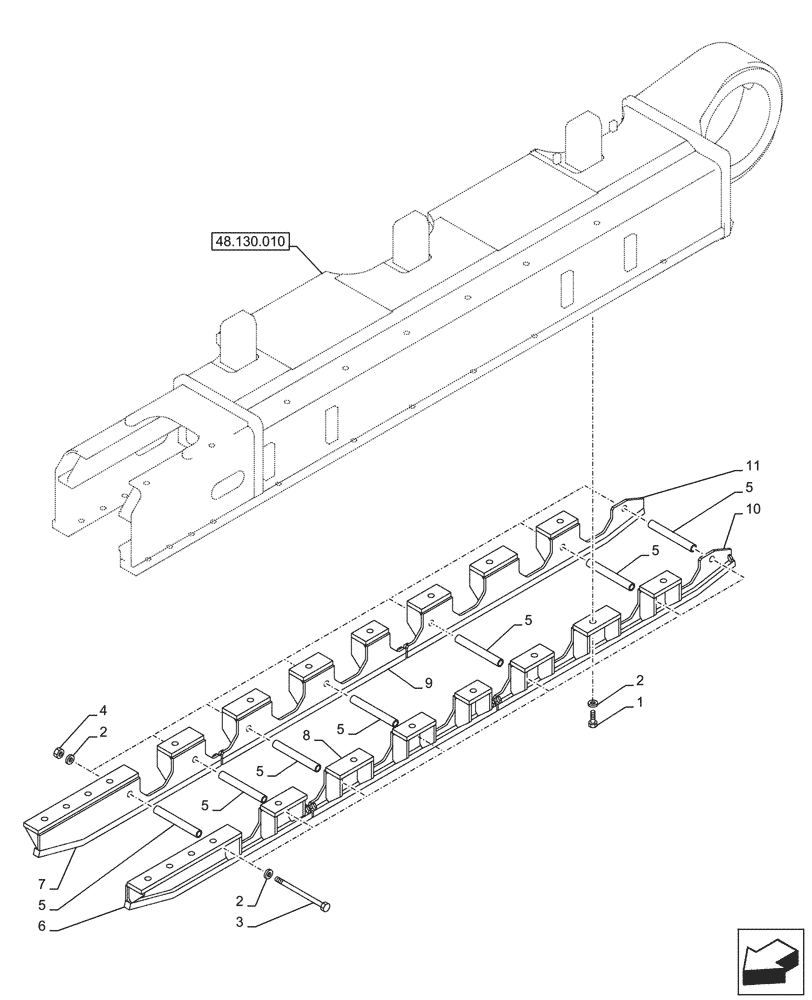 Схема запчастей Case CX750D RTC ME - (48.100.010) - VAR - 481264 - TRACK CHAIN, FULL TRACK GUIDE (48) - TRACKS & TRACK SUSPENSION