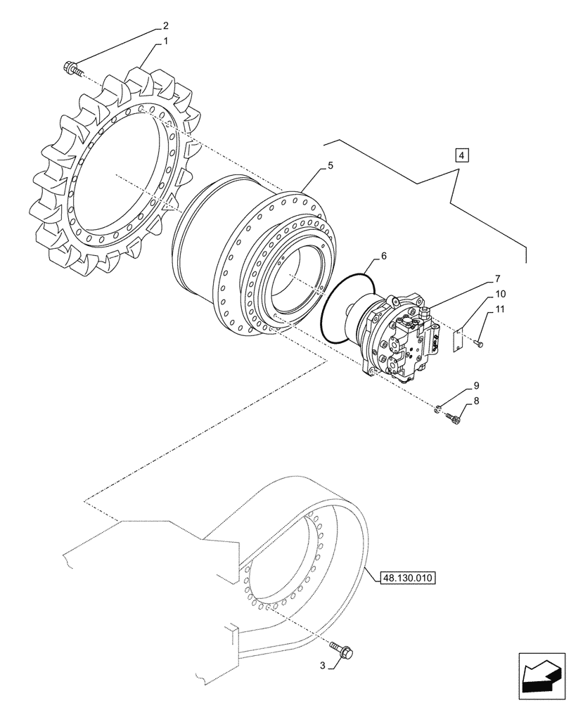 Схема запчастей Case CX750D RTC ME - (35.353.010) - TRAVEL MOTOR & REDUCTION GEAR, HOUSING (35) - HYDRAULIC SYSTEMS