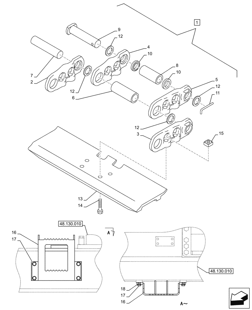 Схема запчастей Case CX750D RTC ME - (48.100.040) - VAR - 956000 - TRACK CHAIN (750MM) (48) - TRACKS & TRACK SUSPENSION
