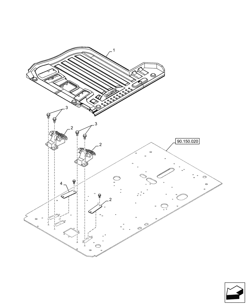 Схема запчастей Case CX750D RTC ME - (90.160.020) - STD + VAR - 461561 - FLOOR MAT, HAMMER CIRCUIT (90) - PLATFORM, CAB, BODYWORK AND DECALS