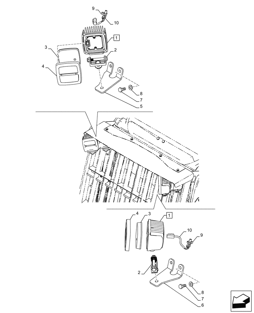 Схема запчастей Case CX750D RTC ME - (55.514.060) - VAR - 488036 - LED WORK LAMP (55) - ELECTRICAL SYSTEMS