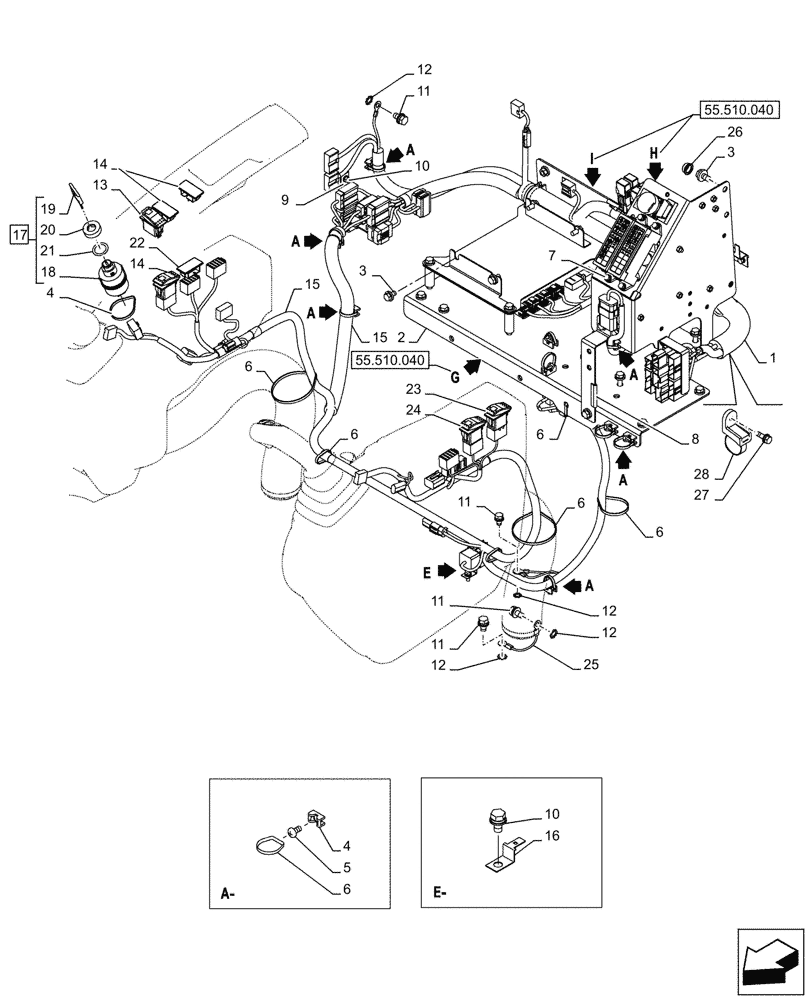 Схема запчастей Case CX750D RTC ME - (55.510.040) - CAB MAIN WIRE HARNESS (55) - ELECTRICAL SYSTEMS