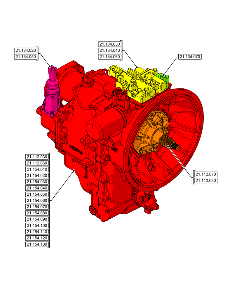 Схема запчастей Case 580N - (21.000.00[02]) - SECTION INDEX - TRANSMISSION, POWERSHUTTLE (21) - TRANSMISSION