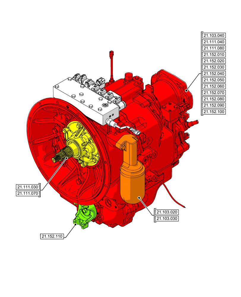 Схема запчастей Case 580SN - (21.000.00[04]) - SECTION INDEX - TRANSMISSION, SEMI-POWERSHIFT (21) - TRANSMISSION