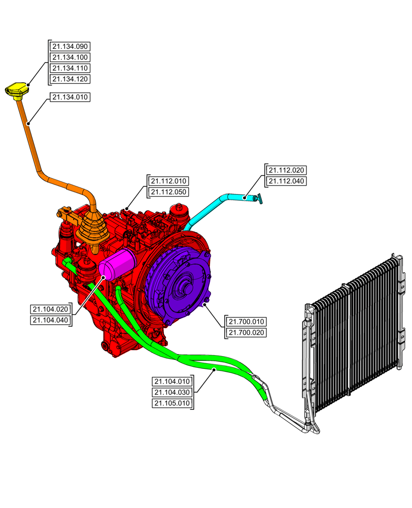 Схема запчастей Case 580SN WT - (21.000.00[01]) - SECTION INDEX - TRANSMISSION, POWERSHUTTLE (21) - TRANSMISSION
