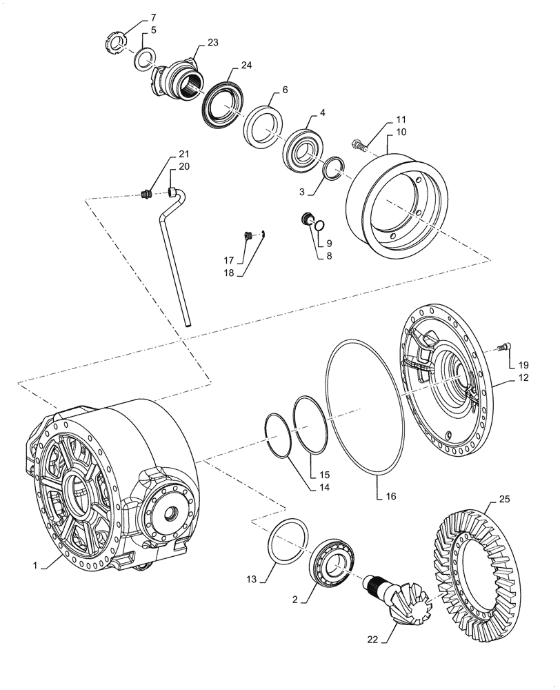 Схема запчастей Case 1121G - (27.100.030) - VAR - 424775, 424235 - REAR AXLE DIFFERENTIAL CARRIER STANDARD/HEAVY DUTY (27) - REAR AXLE SYSTEM