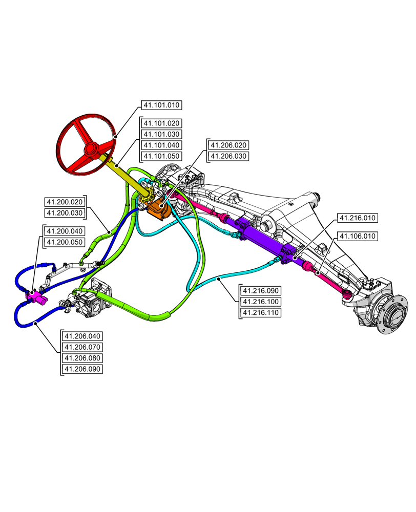 Схема запчастей Case 580SN - (41.000.00[01]) - SECTION INDEX - STEERING, 2WD (41) - STEERING