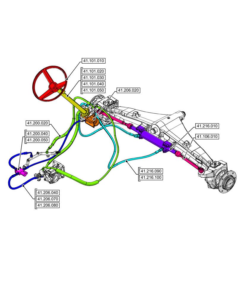 Схема запчастей Case 580N - (41.000.00[01]) - SECTION INDEX - STEERING, 2WD (41) - STEERING