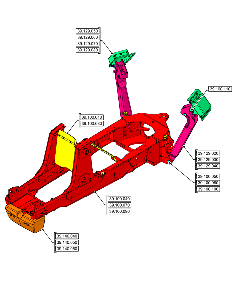 Схема запчастей Case 580SN WT - (39.000.00) - SECTION INDEX - FRAMES AND BALLASTING (39) - FRAMES AND BALLASTING