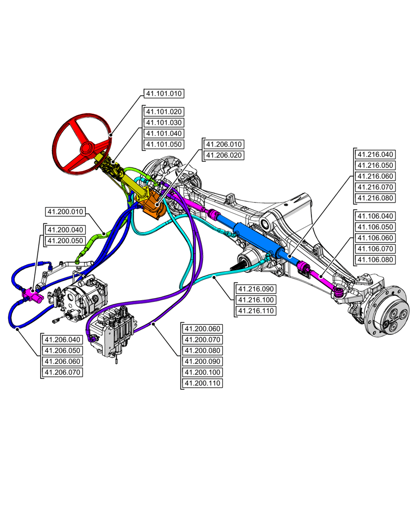 Схема запчастей Case 590SN - (41.000.00[03]) - SECTION INDEX - STEERING, 4WD (41) - STEERING
