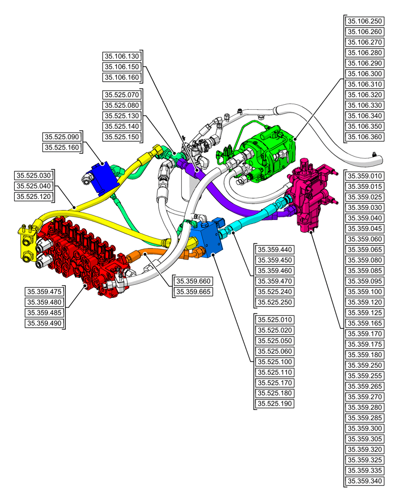 Схема запчастей Case 580SN WT - (35.000.00[07]) - SECTION INDEX - HYDRAULIC SYSTEMS (35) - HYDRAULIC SYSTEMS