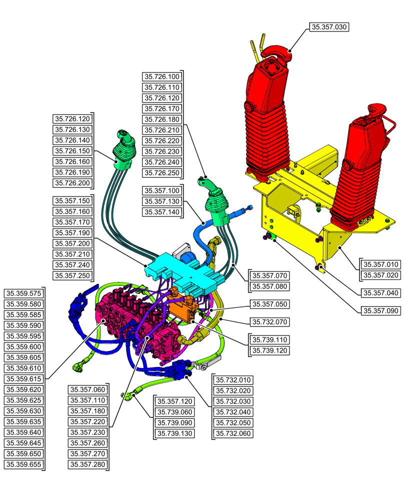 Схема запчастей Case 590SN - (35.000.00[10]) - SECTION INDEX - HYDRAULIC SYSTEMS (35) - HYDRAULIC SYSTEMS