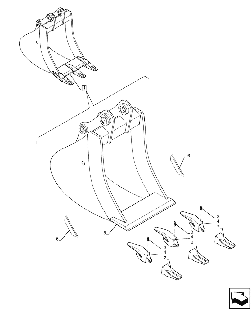 Схема запчастей Case CX80C - (84.100.334) - BUCKET (L=300MM) (84) - BOOMS, DIPPERS & BUCKETS