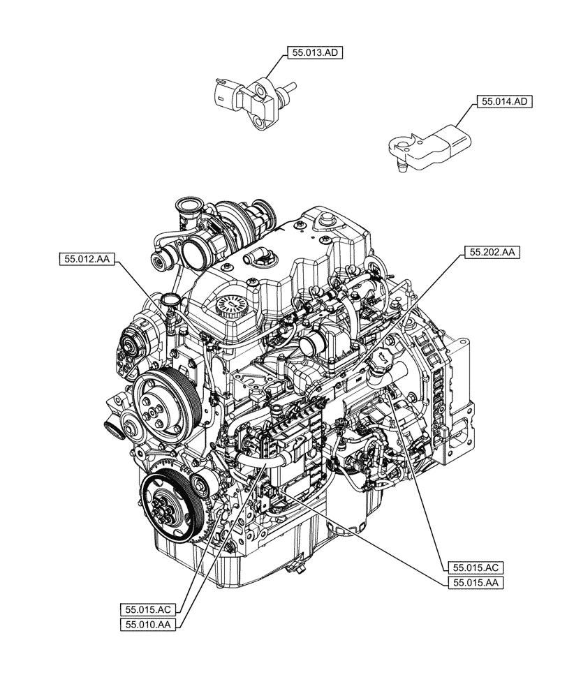Схема запчастей Case F4HFE413P A008 - (55.000.00) - PICTORIAL INDEX - ELECTRICAL SYSTEMS, . (55) - ELECTRICAL SYSTEMS