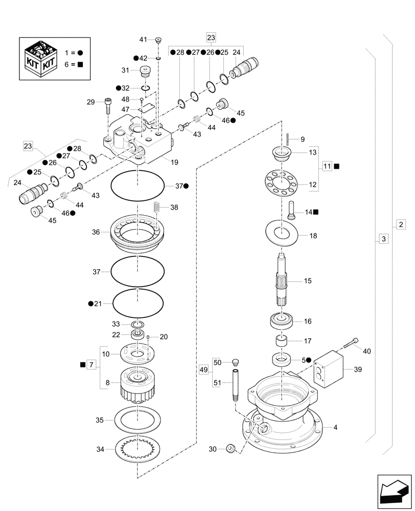 Схема запчастей Case CX57C - (35.352.010) - VAR - 747076, 747077 - SWING REDUCTION UNIT, COMPONENTS (35) - HYDRAULIC SYSTEMS