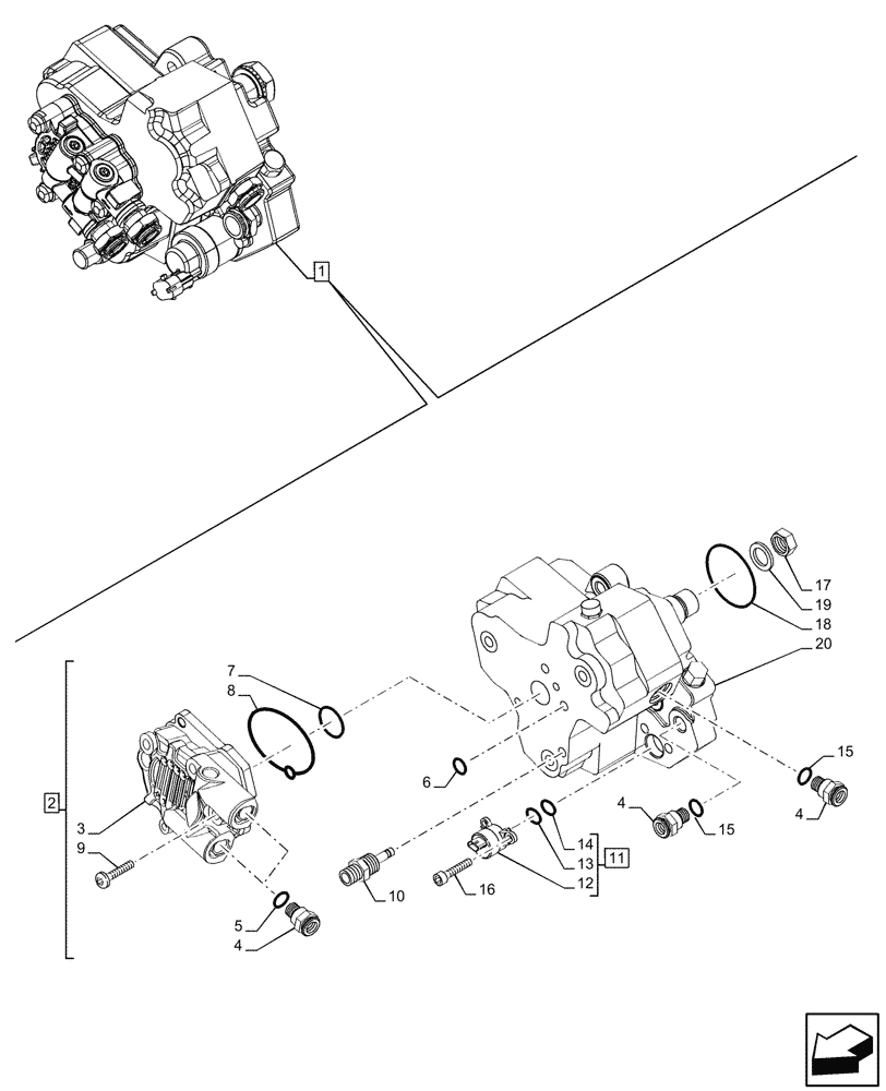 Схема запчастей Case F4HFE413P A001 - (10.218.AQ[02]) - FUEL INJECTION PUMP (10) - ENGINE