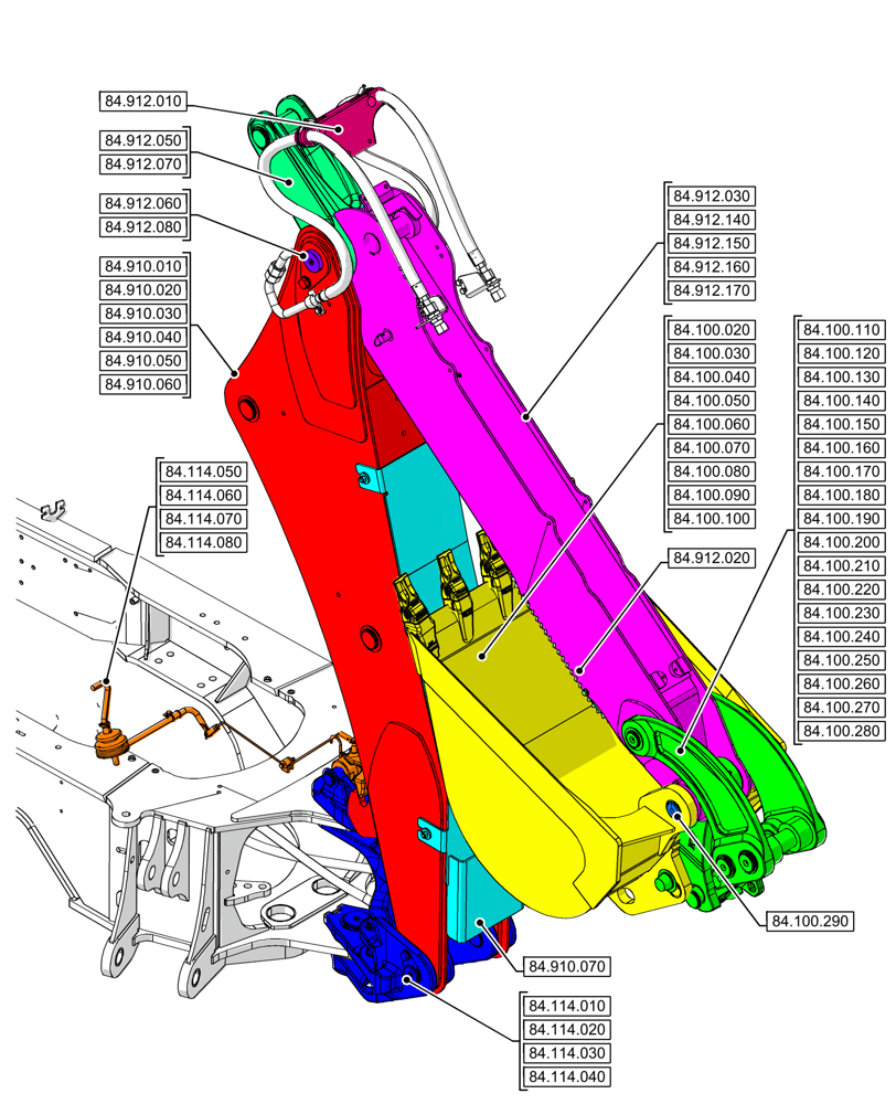 Схема запчастей Case 580SN - (84.000.00[02]) - SECTION INDEX - BOOMS, DIPPERS & BUCKET (84) - BOOMS, DIPPERS & BUCKETS