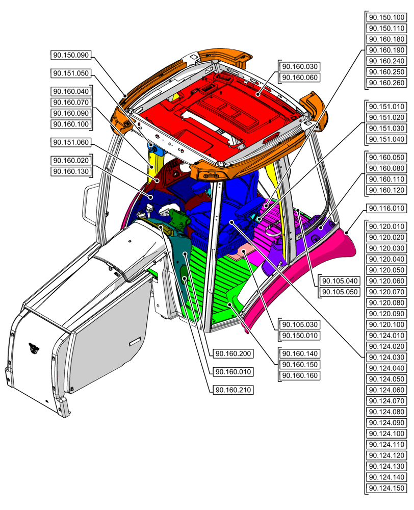 Схема запчастей Case 580N EP - (90.000.00[05]) - SECTION INDEX - PLATFORM, CAB, BODYWORK & DECALS (90) - PLATFORM, CAB, BODYWORK AND DECALS