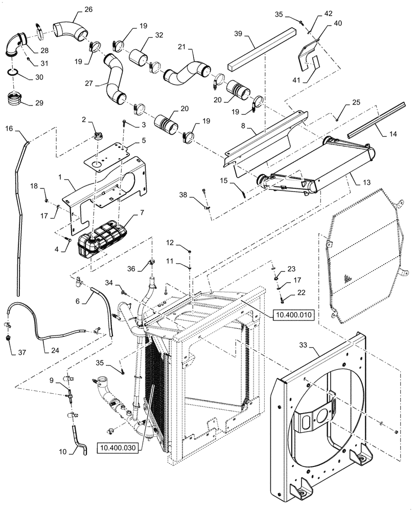 Схема запчастей Case 2050M XLT BD - (10.400.020) - COOLER ASSY., HYD. TUBE (10) - ENGINE