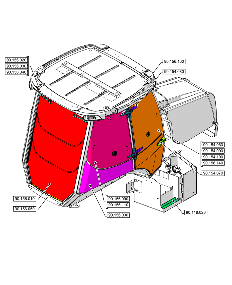 Схема запчастей Case 580N EP - (90.000.00[04]) - SECTION INDEX - PLATFORM, CAB, BODYWORK & DECALS (90) - PLATFORM, CAB, BODYWORK AND DECALS