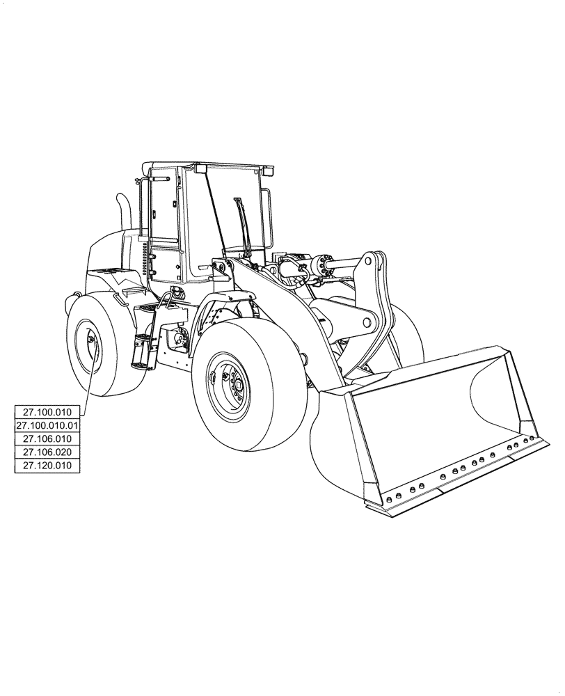 Схема запчастей Case 521G - (27.000.00) - SECTION INDEX - REAR AXLE SYSTEM (27) - REAR AXLE SYSTEM