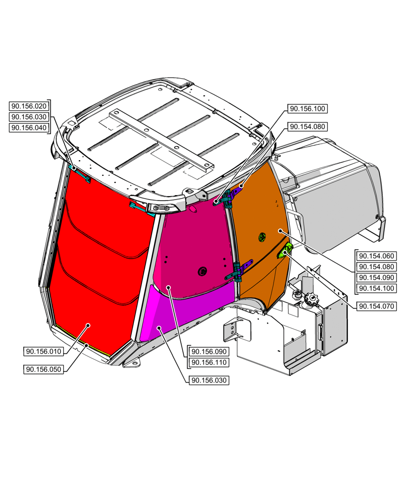 Схема запчастей Case 580SN WT - (90.000.00[04]) - SECTION INDEX - PLATFORM, CAB, BODYWORK & DECALS (90) - PLATFORM, CAB, BODYWORK AND DECALS