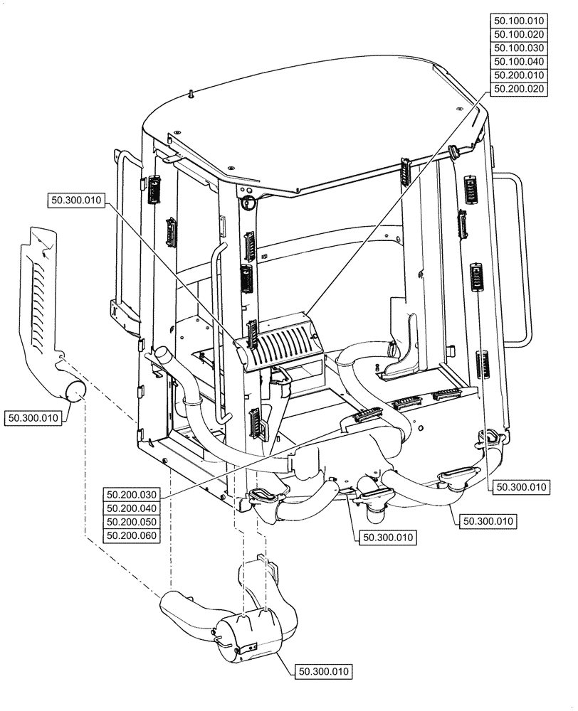 Схема запчастей Case 521G - (50.000.00) - SECTION INDEX - CAB CLIMATE CONTROL (50) - CAB CLIMATE CONTROL