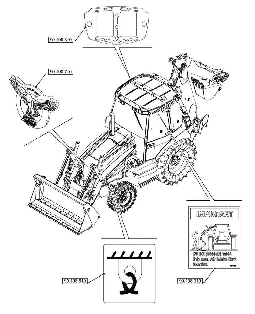 Схема запчастей Case 580SN WT - (90.000.00[01]) - SECTION INDEX - PLATFORM, CAB, BODYWORK & DECALS (90) - PLATFORM, CAB, BODYWORK AND DECALS